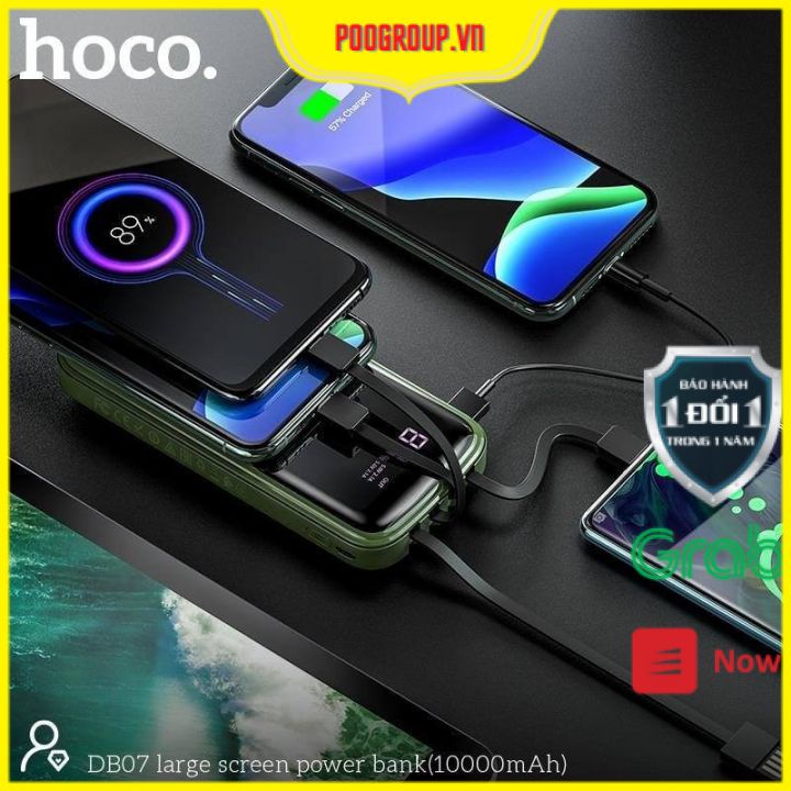 Pin Sạc Dự Phòng Hoco mini DB07 / CJ5 10.000mAh Tích Hợp 4 Dây Sạc bảo hành chính hãng 12 tháng poogroup.vn