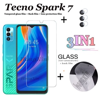 Kính cường lực 3 trong 1 và miếng dán camera sau thích hợp cho Tecno Spark 7/7T 7P/7 pro Spark G0 2021 Pova 2 Power 2HD