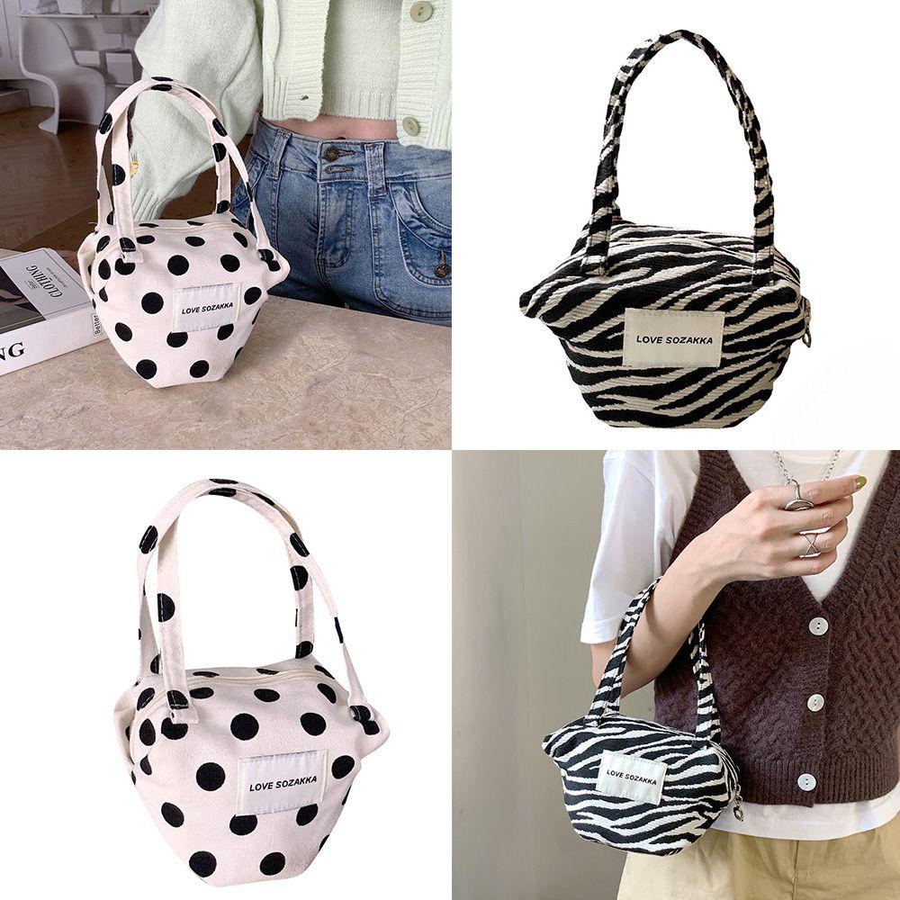 EBINLANDS Túi Xách Canvas Họa Tiết Chấm Bi Thời Trang