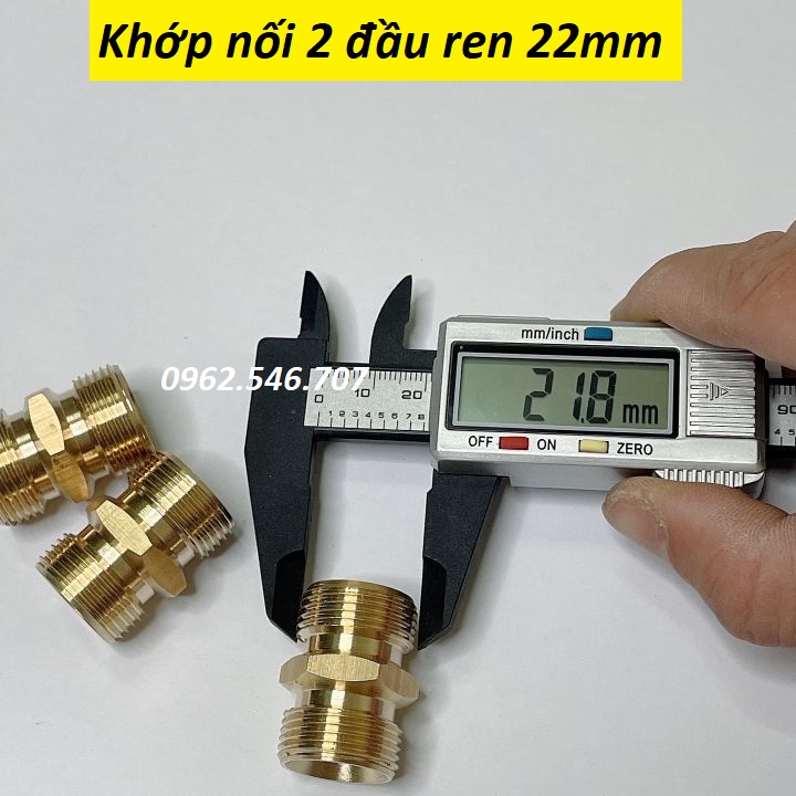 Khớp nối dây xịt máy rửa xe 2 đầu ren 22mm