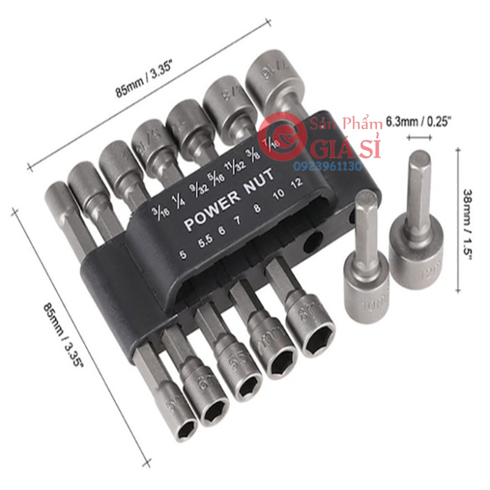 Bộ đầu khẩu lục giác Bộ 14 đầu khẩu vặn ốc lục giác gắn máy khoan - đầu tuýp lục giác ❤️freeship❤️