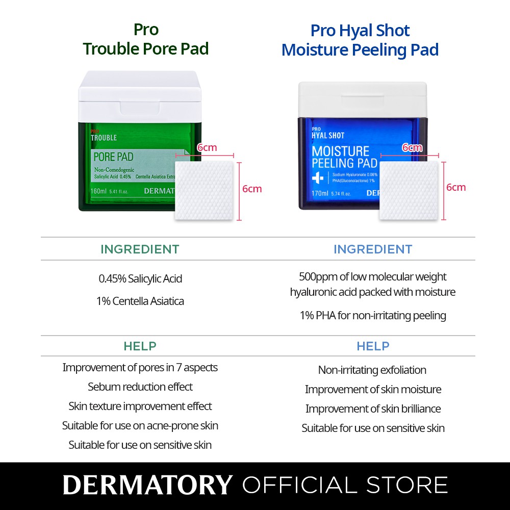 Set 60 miếng đệm lột ẩm DERMATORY Pro Hyal Shot 60ea + 5ea chuyên dụng