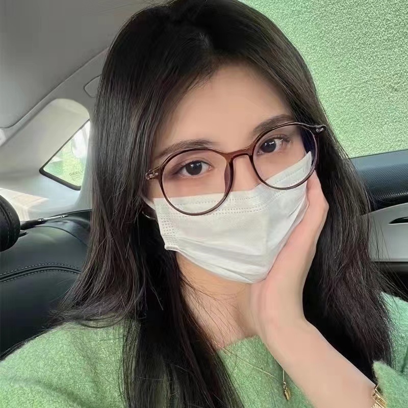 Mắt Kính Gọng Tròn Màu Xanh Dương Trong Suốt Thời Trang Cho Nam Và Nữ
