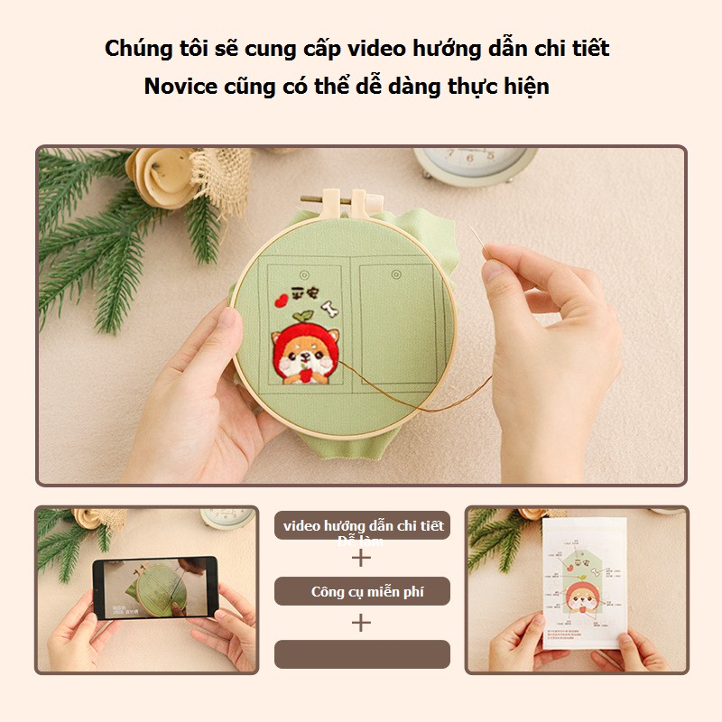 Bộ Kit/Diy Tự Làm Túi Phước Handmade/Túi Thêu Thủ Công Biểu Tượng Hòa Bình/Nghề Thêu