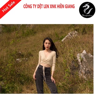 Áo len nữ áo buộc vạt kiểu mới 2022- áo dây buộc vạt chéo -ảnh shop chụp thật 100%