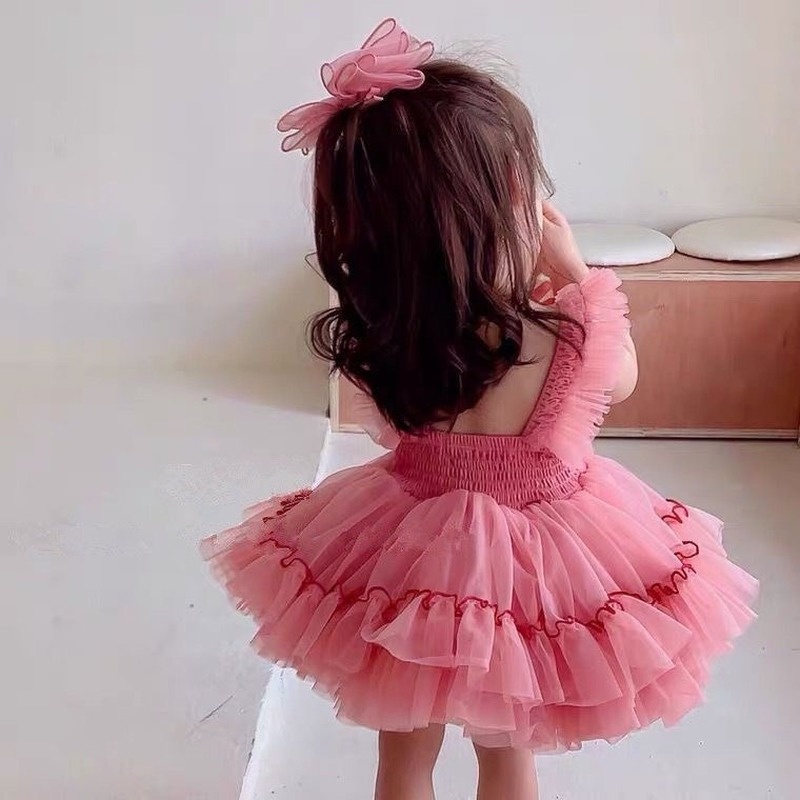 Đầm Tutu Phối Lưới Kiểu Công Chúa Thời Trang Mùa Hè 2022 Mới Cho Bé Gái