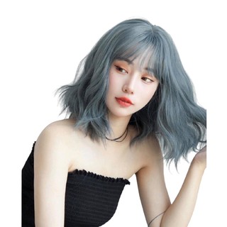 Tóc Giả Nữ Nguyên Đầu Xù ngắn Xanh Trẻ Trung Năng Động