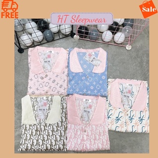 Bộ pyjama tay dài quần dài lụa xước nữ-Bộ đồ ngủ pyjama lụa xước
