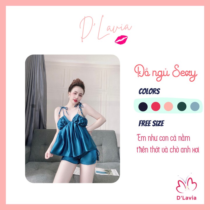 Đồ ngủ nữ sexy satin cao cấp mềm mịn thoáng mát hở lưng quyến rũ gợi cảm AN26 - D'Lavia