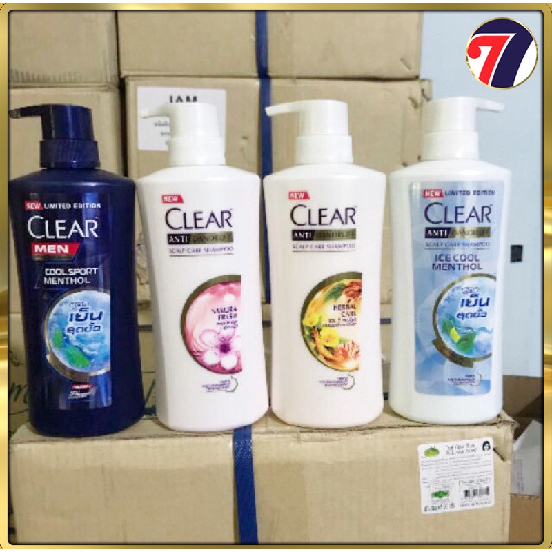 Dầu Gội Clear Men, Bạc Hà, Hoa Anh Đào - HàngThái Lan Mẫu Mới (450ml)