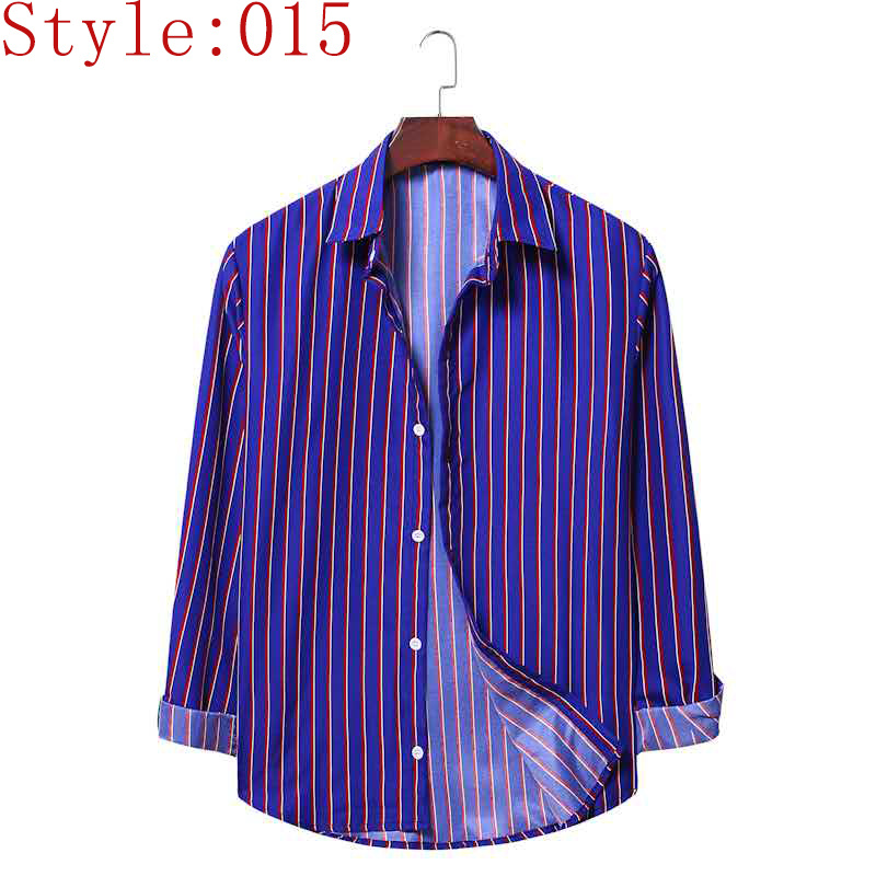 Fashion striped long sleeve shirt shirt Men's casual shirts All-match student shirt