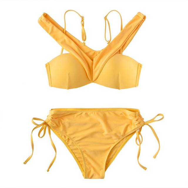 (HN có sẵn) Bikini đồ bơi 2 mảnh màu vàng dây chéo