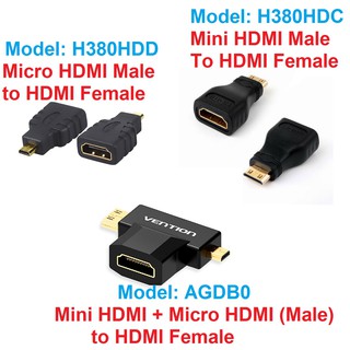 Đầu chuyển Micro HDMI/ Mini HDMI Male ra HDMI Female thương hiệu Vention