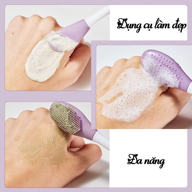Cọ tán mặt nạ bùn bằng silicon hai đầu tiện dụng GECOMO Mask Brush G1073 dụng cụ quét mặt nạ kiêm rửa và mát xa mặt
