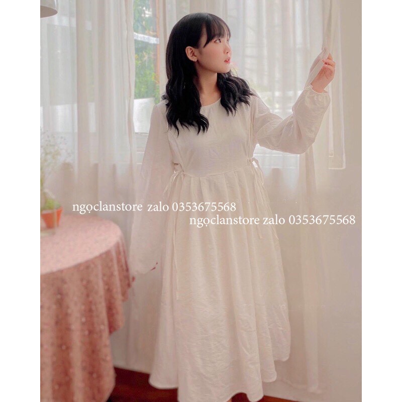 Váy Babydoll Dài Tay Có Dây điều Chỉnh Eo,Nhiều Màu