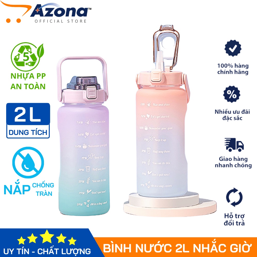 Bình Đựng Nước 2L Dễ Thương Có Vạch Báo Giờ Uống Nước