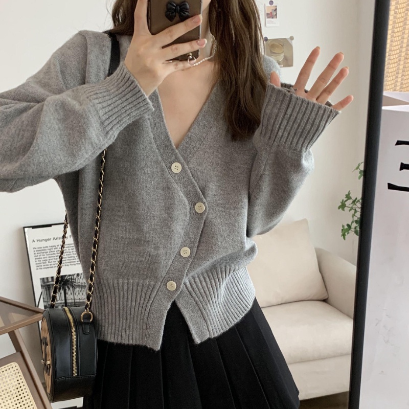 Áo Khoác Cardigan Dệt Kim Tay Dài Cổ Chữ V Thời Trang Xuân Thu