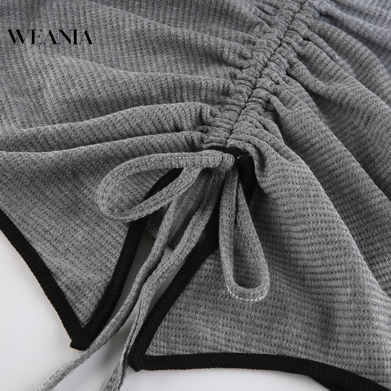 Áo Thun Ngắn Tay Cổ Chữ V Phối Dây Rút Thời Trang Hàn Quốc