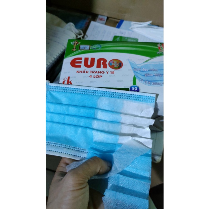 Khẩu trang y tế Euro Xanh 5 lớp thảo dược quế - Khẩu trang chất lượng chính hãng