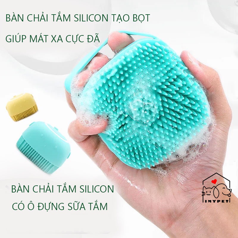 BÀN CHẢI TẮM SILICON GIÚP MÁT XA TẠO BỌT- BÔNG TẮM SILICON CÓ CHỖ ĐỰNG SỮA TẮM - T17