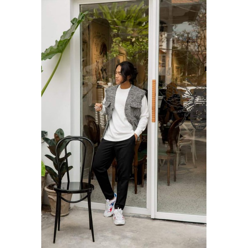 ÁO KHOÁC GHILE TWEED ĐEN