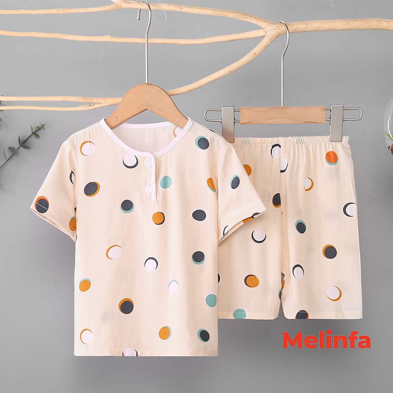 Bộ đồ cho bé trai và gái chất vải lanh cotton thoáng mát áo ngắn tay quần short cho từ 2-6 tuổi mã VABD0160
