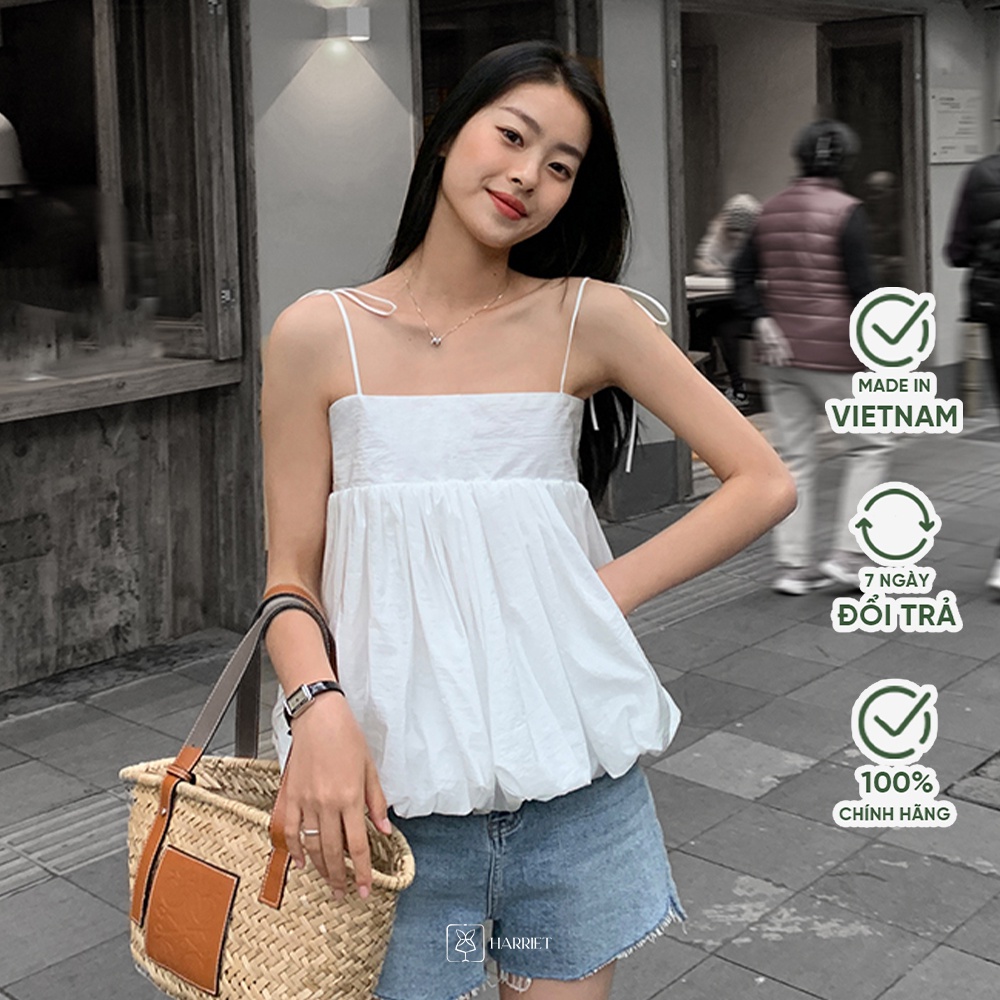 Áo dây thân bồng linen Cotton Candy Harriet