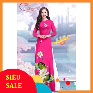 Áo dài nữ ⚡ FREESHIP ⚡Áo dài lụa nhật hoa in 3D tà đẹp vải lụa hàng thời trang cao cấp