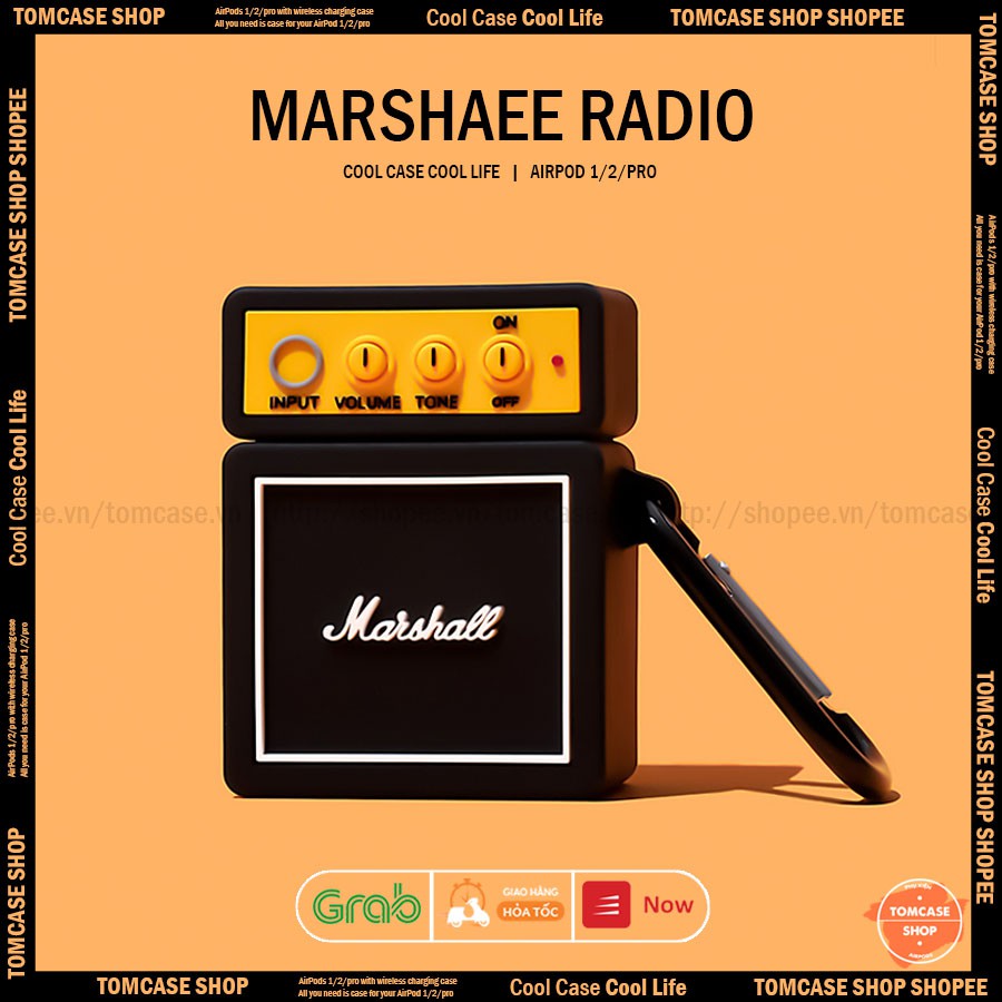 [QUÀ TẶNG là 1c BỌC CHÂN SẠC bạn nhé]Case airpods 2/Pro/1, chiếc Marshaee RADIO, vỏ bọc chống sốc airpods- Tom Case