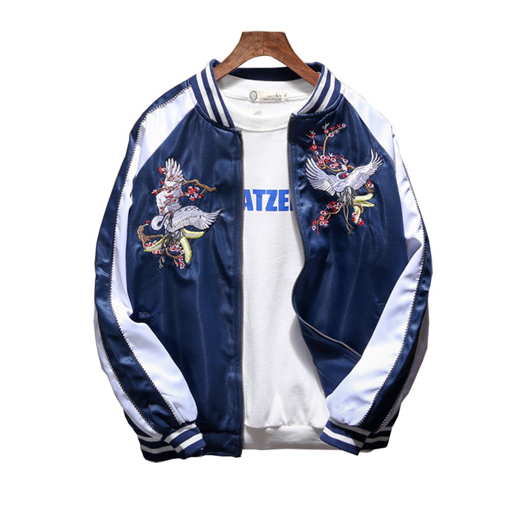 Áo khoác nỉ nam nữ in hình 2con chim uyên ương kiểu dáng bomber