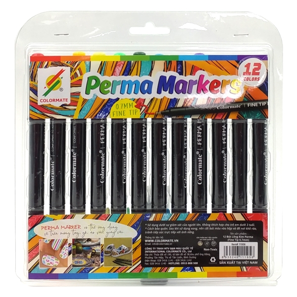 Bộ 12 Bút Lông Kim Perma Marker FT07