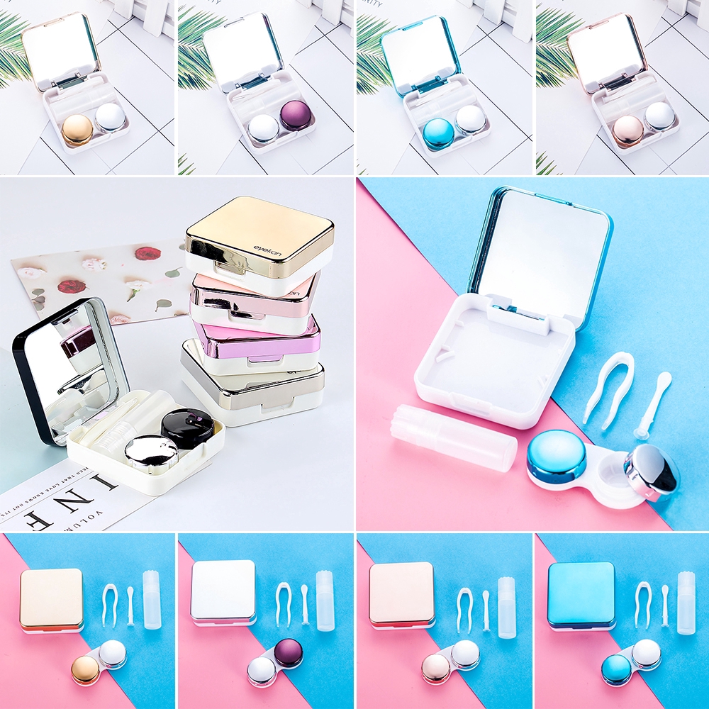 Hộp đựng kính áp tròng mini tích hợp gương tiện dụng