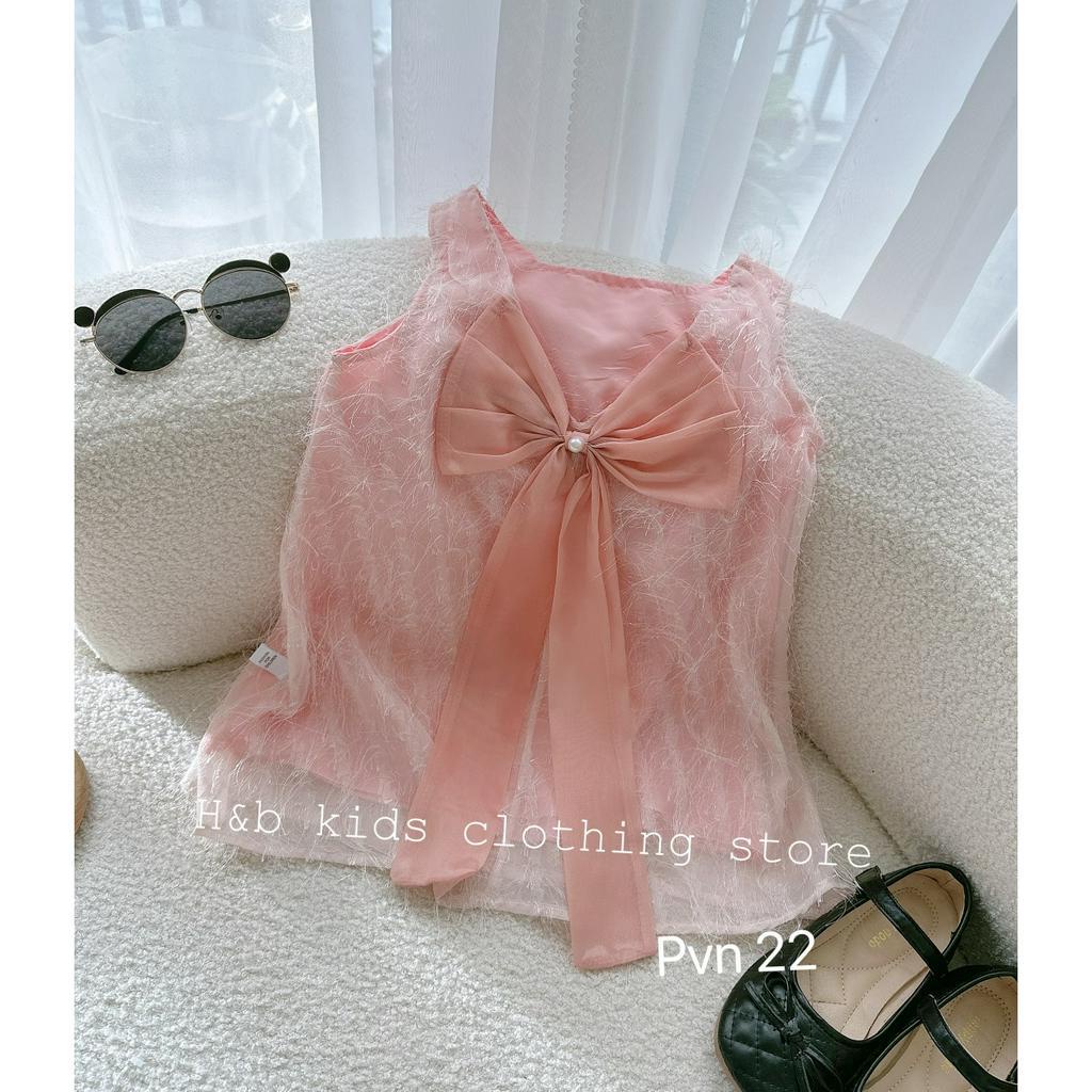 Váy bé gái, váy lông sát nách nơ lưng sang chảnh thích hợp đi dự tiệc cho bé 10-28kg