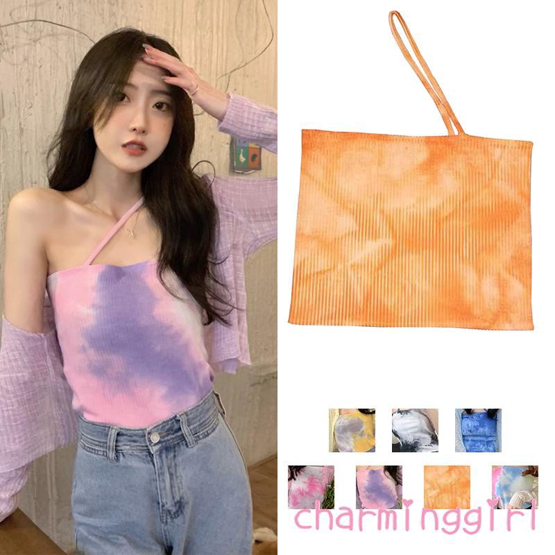 Áo Croptop Hai Dây Màu Nhuộm Thời Trang Cho Nữ