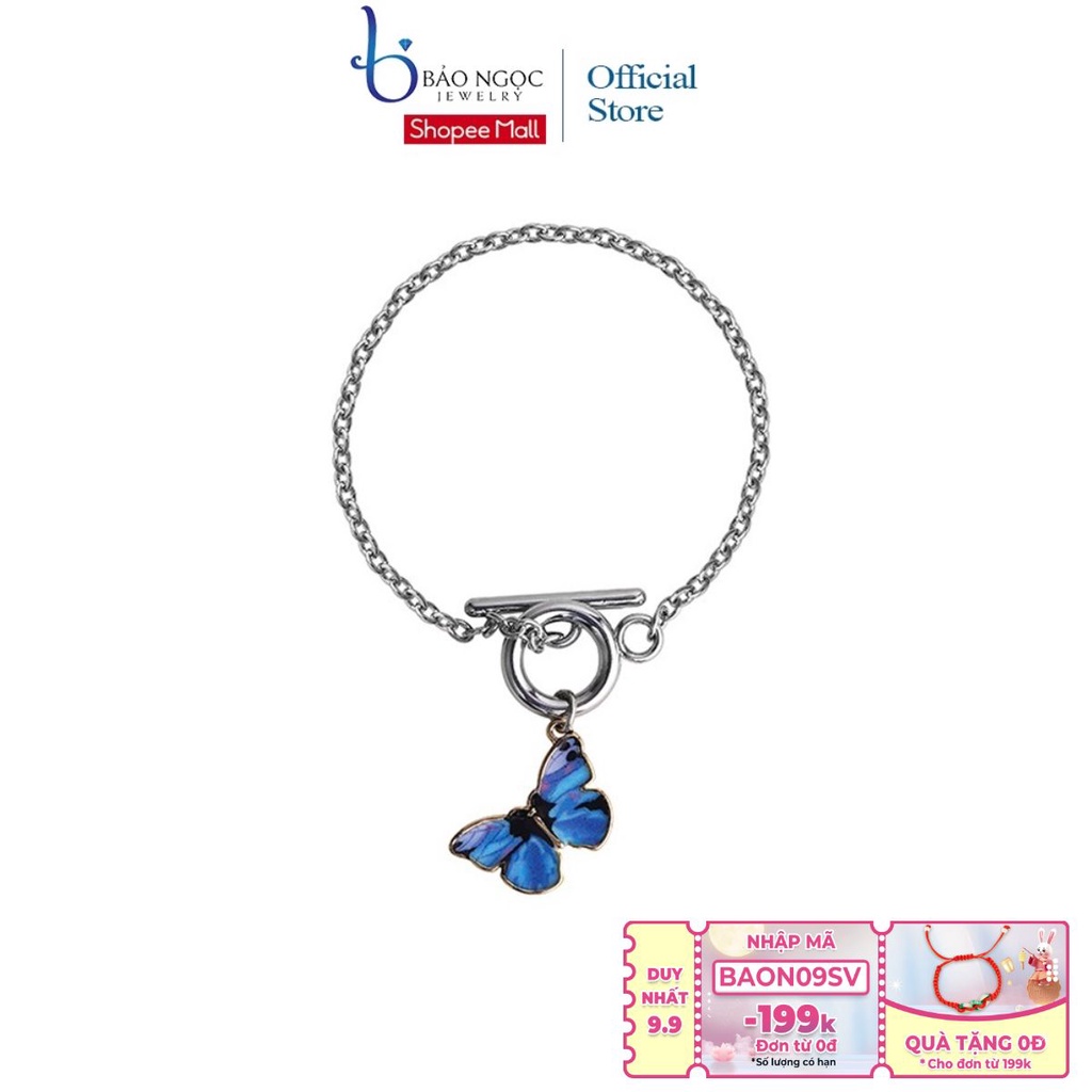 Vòng Tay Tình Bạn Mặt Hình Bướm Xanh Dương Kiểu Hàn Quốc Xb-L45 - Bảo Ngọc jewelry