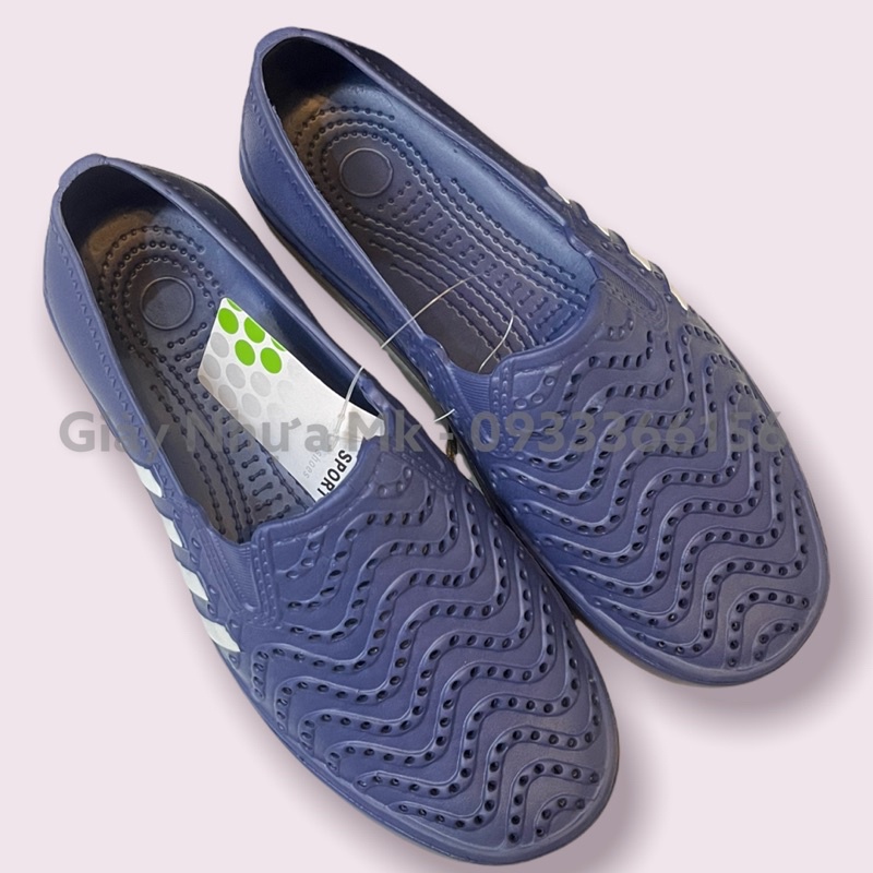 Giày nhựa nam đi mưa GL028 gợn sóng 3 sọc - Giày đi biển siêu nhẹ, siêu bền