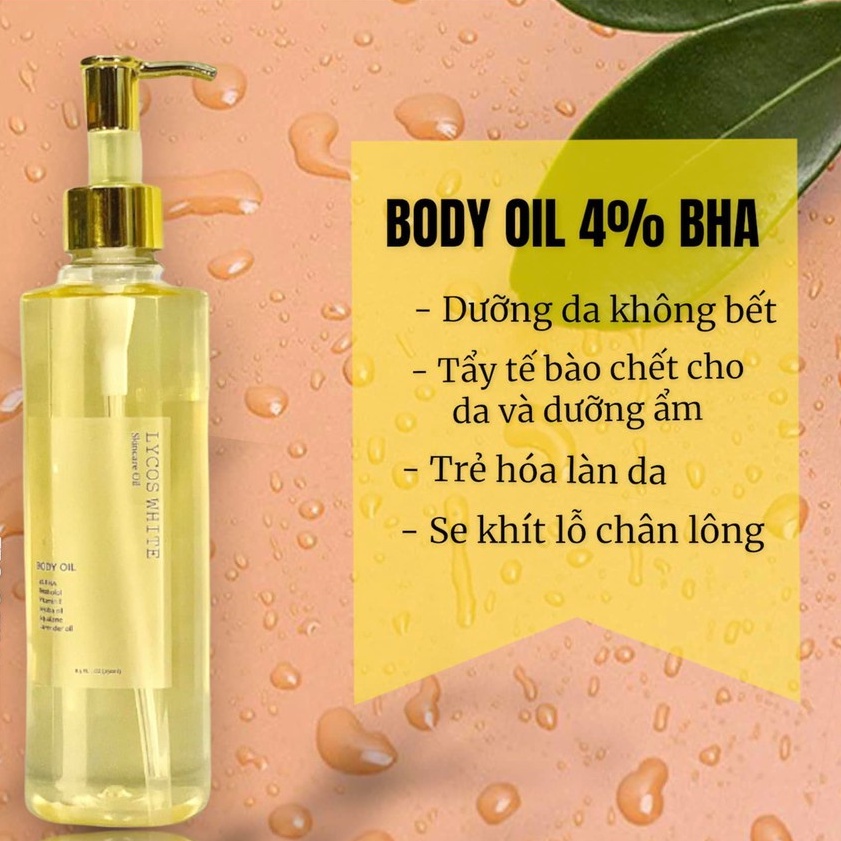 Body oil dưỡng căng bóng da body chứa 4% BHA giúp da trắng sáng căng bóng mịn màng, thấm nhanh không bêt rít | BigBuy360 - bigbuy360.vn