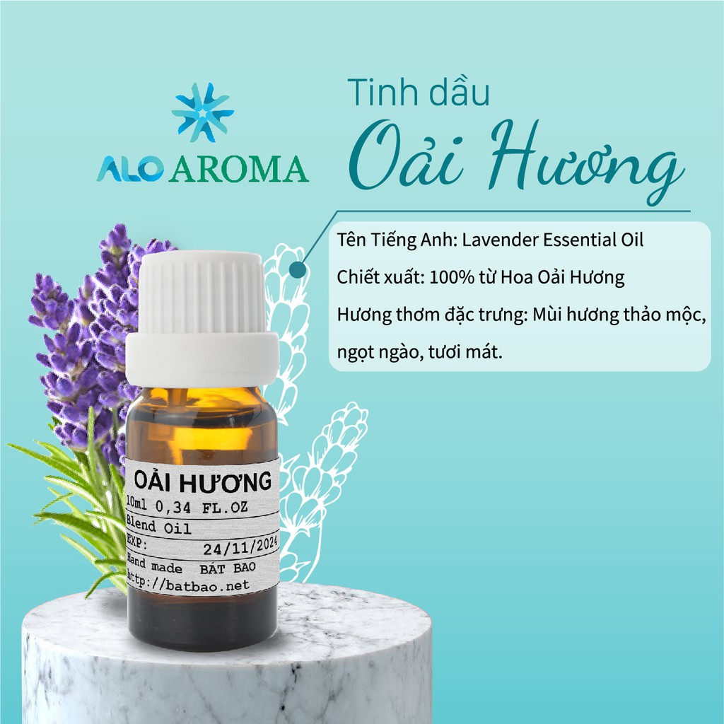 Tinh Dầu Oải Hương Thiên Nhiên thanh lọc không khí, kháng khuẩn, chống viêm Lavender Essential Oil AloAroma