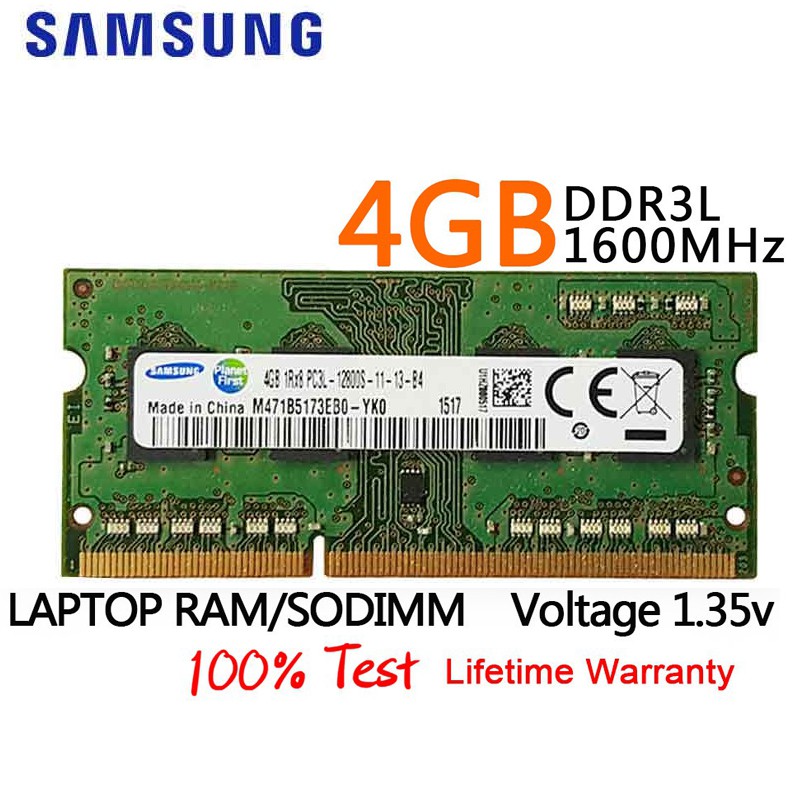Thẻ Nhớ Ram Samsung 1.35v 4gb Ddr3L 1600mhz Pc3L-12800S 204pin 2rx8 So-Dimm