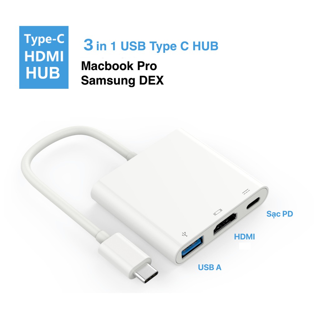 USB Type C - HUB mở rộng 5in1 3in1 8in1 9in1 HDMI, USB A, VGA, PD cho Laptop, Macbook, Samsung DEX