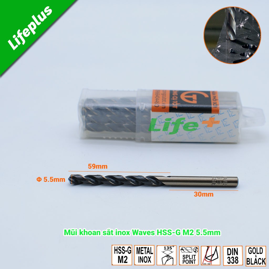 Mũi khoan sắt inox Waves HSS-G M2