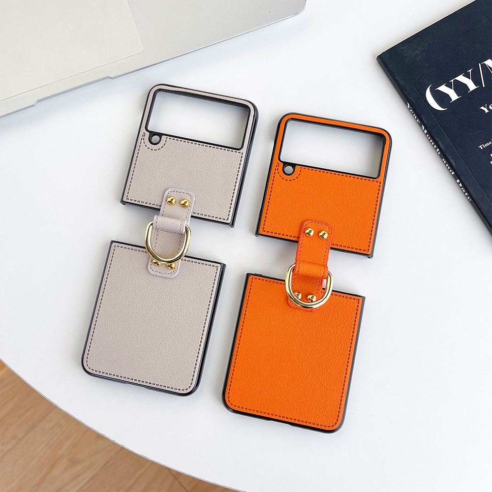 Bao Da Điện Thoại Samsung Z Flip 5 3 4 2 1 Fold 5 4 3 2  Dạng Ví Nắp Gập Sang Trọng Màu Trơn ChoGiá Đỡ