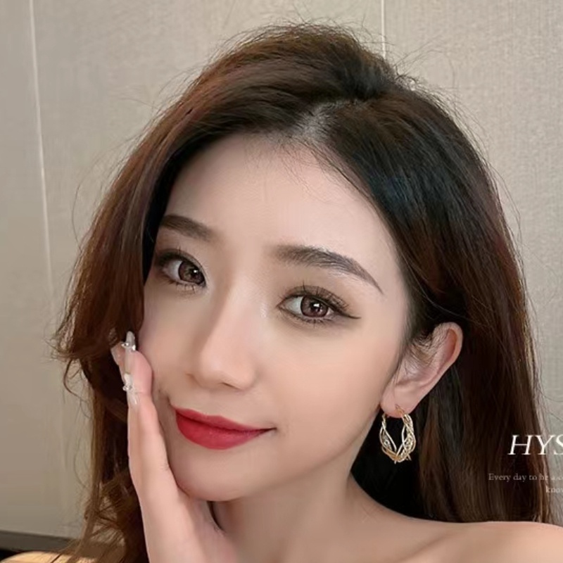 Bông Tai Mạ Bạc 925 Hình Tròn Họa Tiết Xoắn Phong Cách Nhật Hàn Thời Trang Cho Nữ