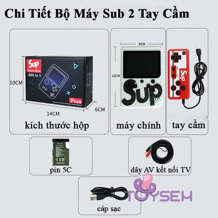 Máy chơi game cầm tay sub 400 trò có kết nối tivi hỗ trợ 2 người chơi toysem đồ chơi trẻ em - Quà tặng sinh nhật cho bé