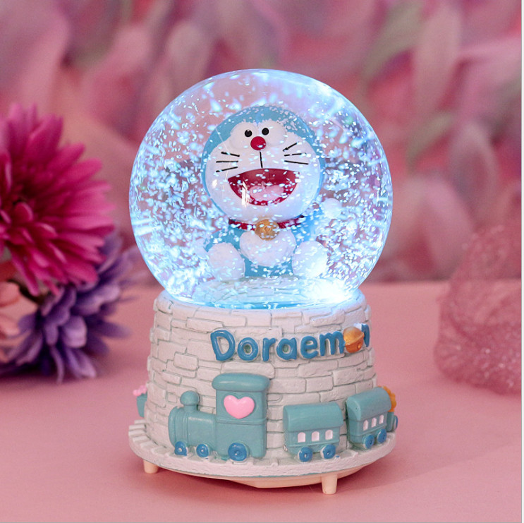 DORAEMON Quả Cầu Pha Lê Có Hộp Phát Nhạc Và Đèn Phát Sáng Xinh Xắn