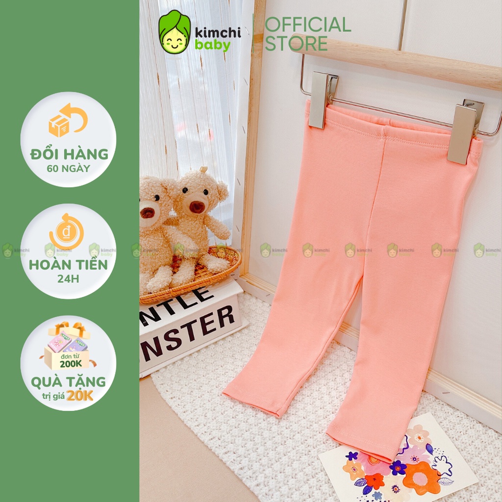 Leggings Cotton Spandex Cho Bé Gái Co Giãn 4 Chiều Bo Gấu, Quần Dài Cho Bé Mặc Đi Chơi, Đi Học LGD2201