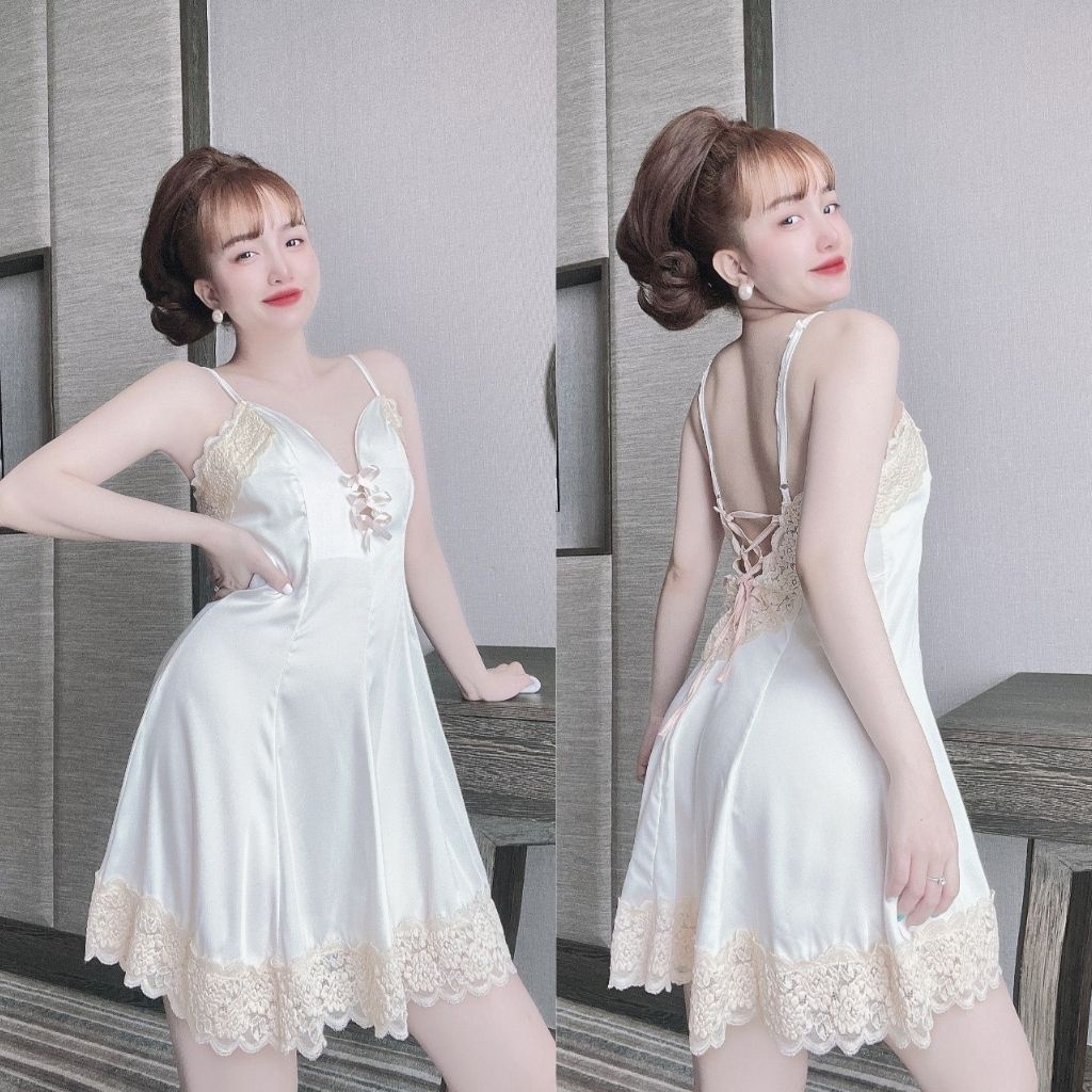 Váy ngủ sexy ❣️FREE SHIP❣️ Đầm ngủ sexy lụa Latin Chất Siêu Mát Dáng Siêu Xinh &lt; 62kg