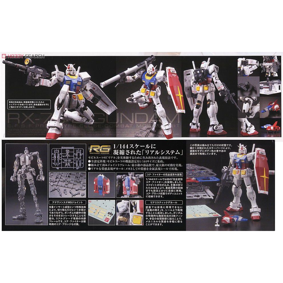 Mô Hình Lắp Ráp Gundam RG 01 Rx-78-2 Gundam Tỉ Lệ 1/144, Hàng Chính Hãng Bandai - Nhật Bản