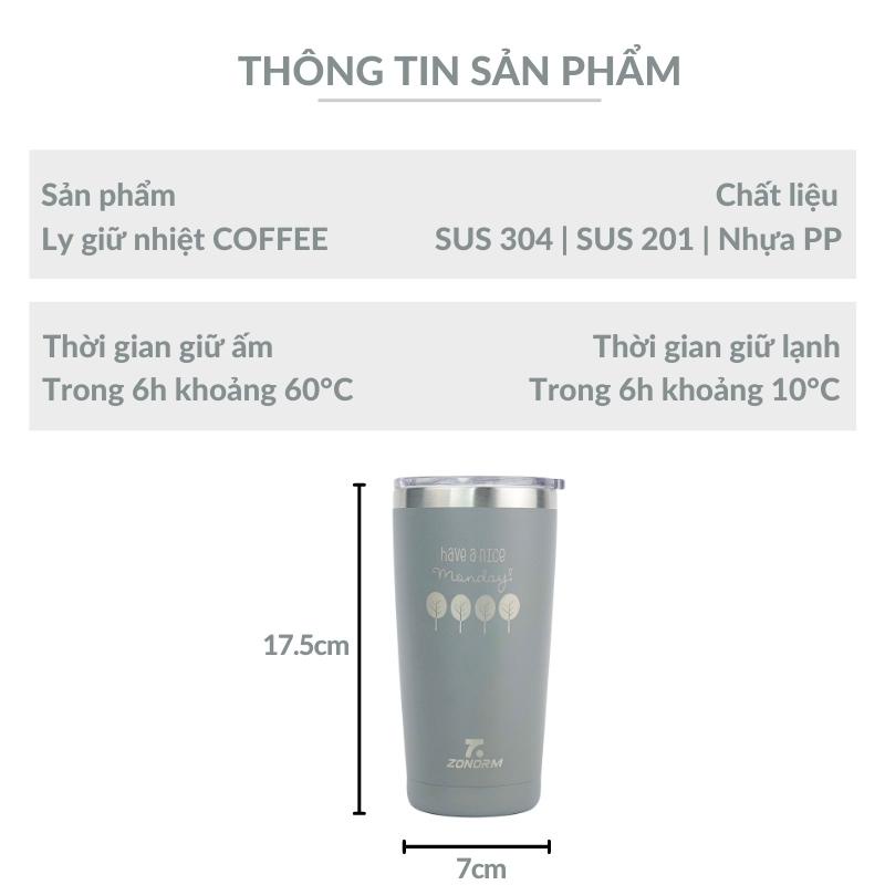 [VIP] Ly Giữ Nhiệt Zonorm 600ml, Bình Nước Giữ Nhiệt Inox 304 Cao Cấp
