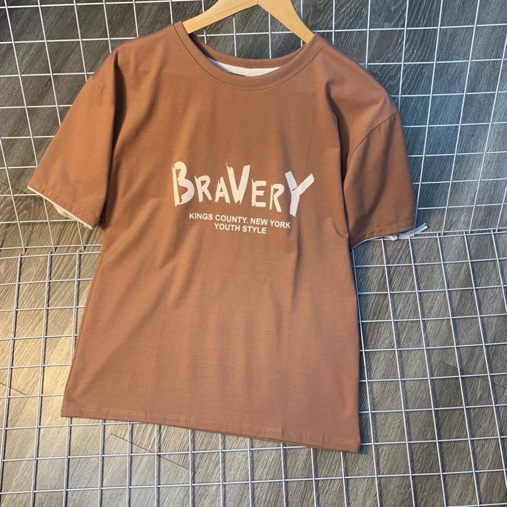 Áo phông tay lỡ BRAVERY, Chất cotton su , form rộng Nam Nữ unisex, Chất cotton giá rẻ basic  ulzzang freesize